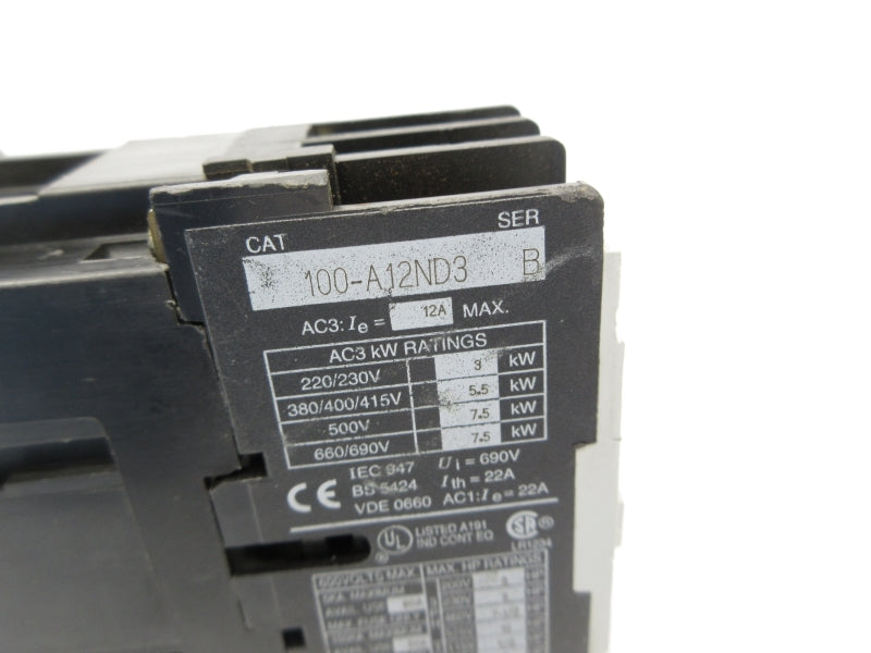 ALLEN BRADLEY 100-A12ND3 SER. B 110/120V 12A (AS PICTURED) UNMP