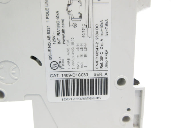ALLEN BRADLEY 1489-D1C030 SER. A 125V 3A NSNP