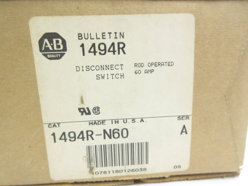 ALLEN BRADLEY 1494R-N60 SER. A 60A (AS PICTURED) (BR/WH) NSMP