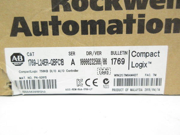 ALLEN BRADLEY 1769-L24ER-QBFC1B SER. A F/W 1.003 24V NSMP