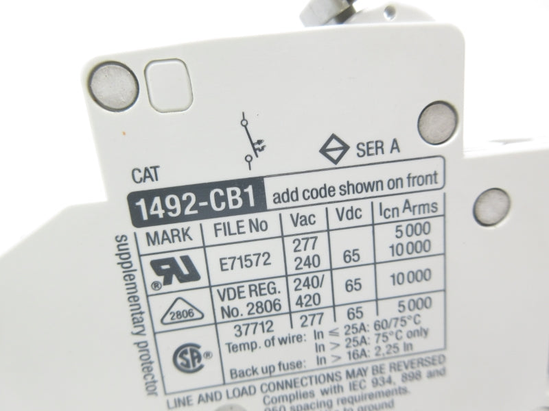 ALLEN BRADLEY 1492-CB1G010 SER. A 277VAC 1A NSNP