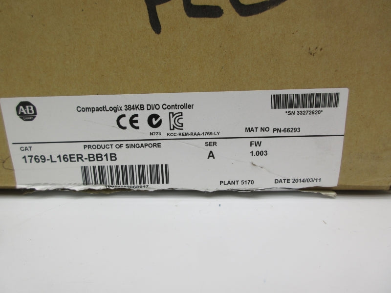 ALLEN BRADLEY 1769-L16ER-BB1B SER. A F/W 1.003 24V NSMP