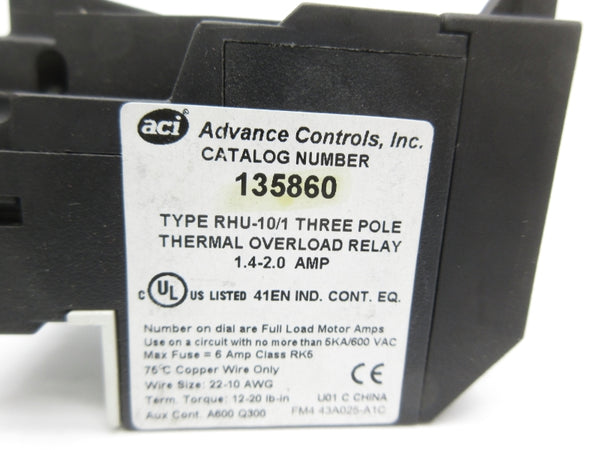 ACI 135860 600VAC 1.4-2.0A NSNP