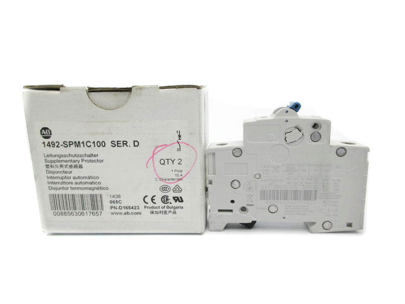 ALLEN BRADLEY 1492-SPM1C100 SER. D 277VAC 10A (PKG OF 2) NSMP