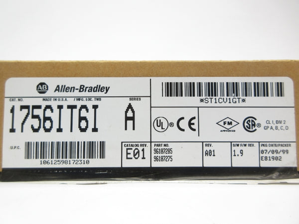 ALLEN BRADLEY 1756-IT6I SER. A F/W 1.9 24VDC NSMP