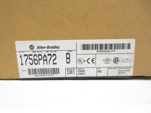 ALLEN BRADLEY 1756-PA72 SER. B 24VDC 2.8A NSMP