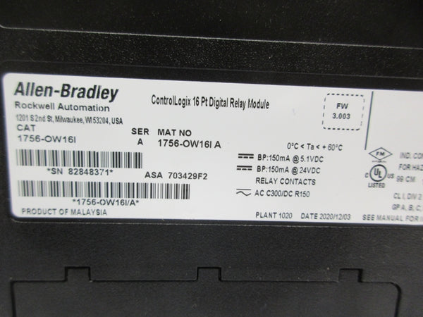 ALLEN BRADLEY 1756-OW16I SER. A F/W 3.003 24VDC NSNP