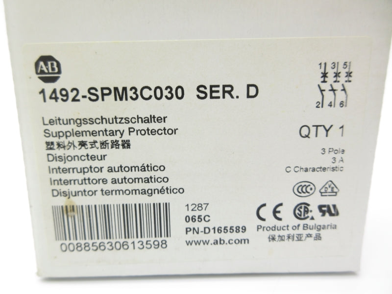ALLEN BRADLEY 1492-SPM3C030 SER. D 277VAC 3A NSMP