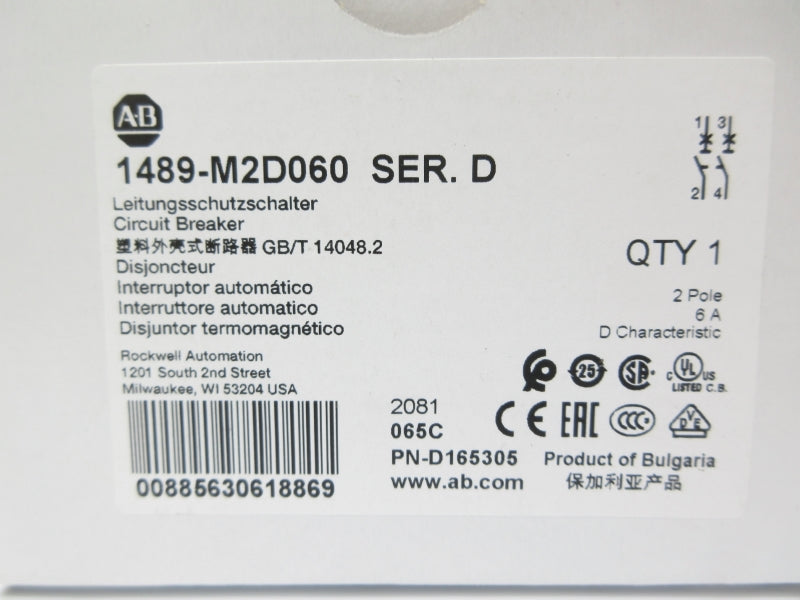 ALLEN BRADLEY 1489-M2D060 SER. D 277VAC 6A NSMP
