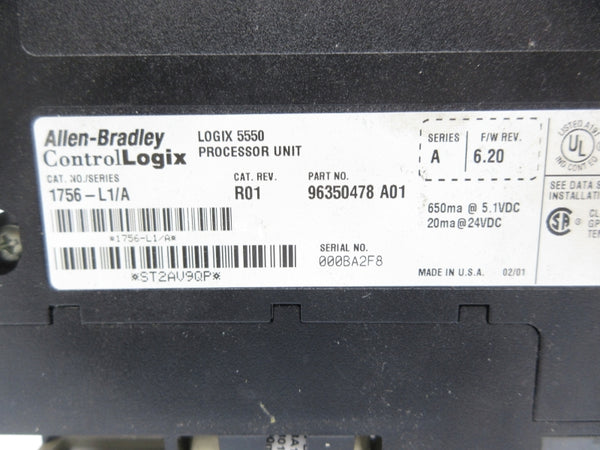 ALLEN BRADLEY 1756-L1 SER. A F/W 6.20 (NO KEY) UNMP