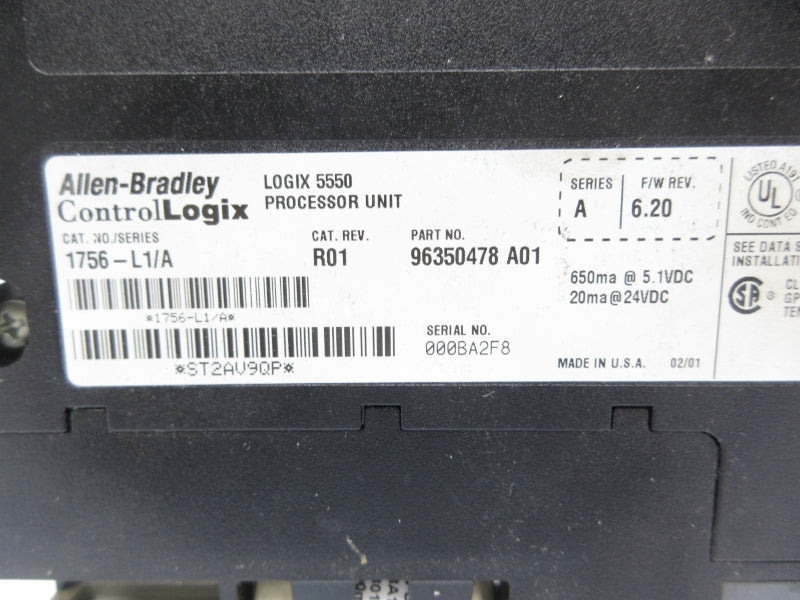 ALLEN BRADLEY 1756-L1 SER. A F/W 6.20 (NO KEY) UNMP