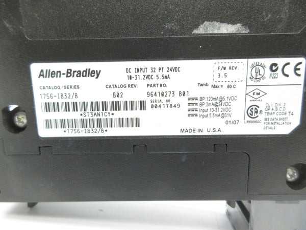 ALLEN BRADLEY 1756-IB32 SER. B F/W 3.5 10-31.2VDC (NO DOOR) NSNP