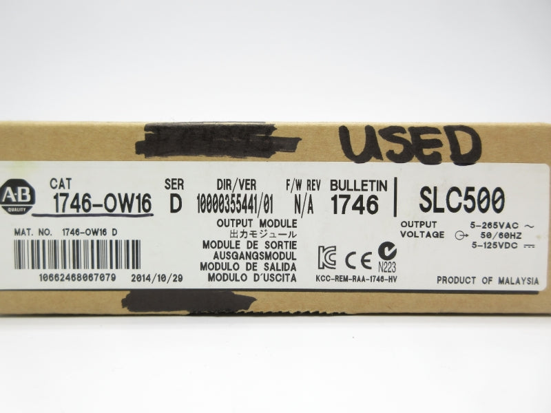 ALLEN BRADLEY 1746-OW16 SER. D 5-265VAC (NO DOOR/TERMINAL) UNMP