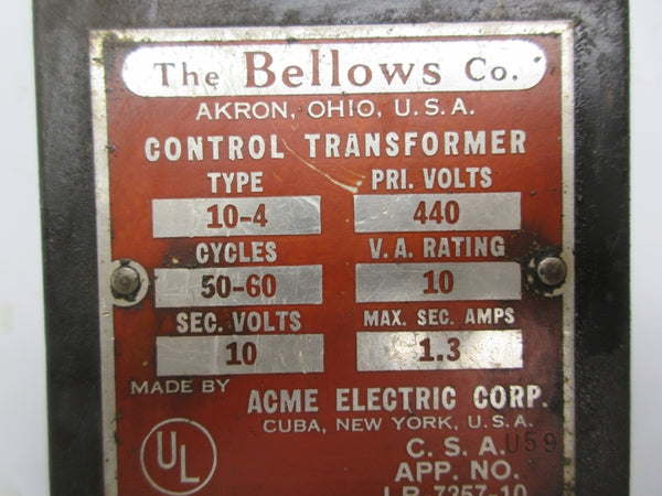 ACME ELECTRIC 10-4 440V 1.3A UNMP