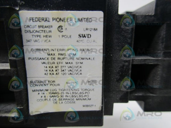 FEDERAL PIONEER HEW115 CIRCUIT BREAKER  UNMP