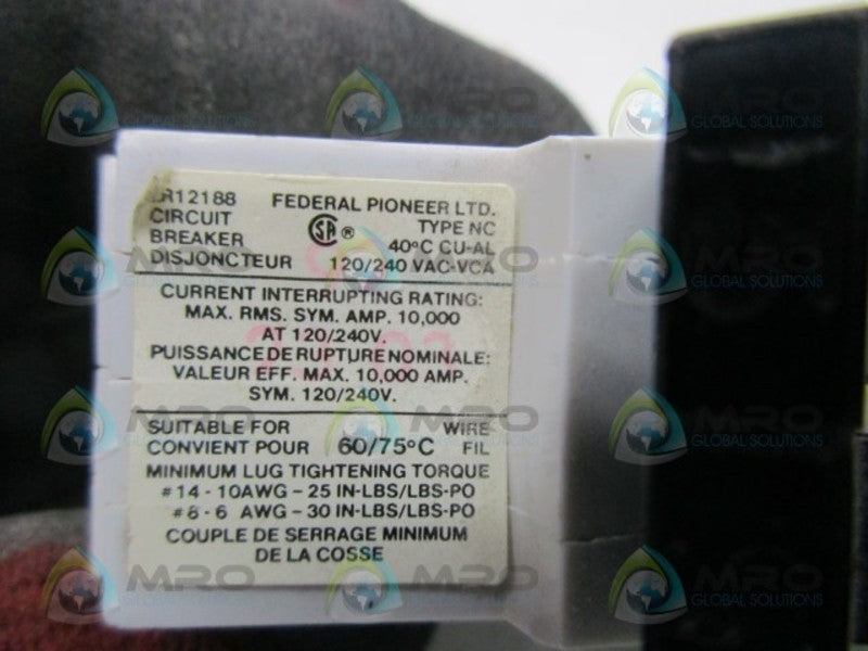 FEDERAL PIONEER NC215 CIRCUIT BREAKER  UNMP