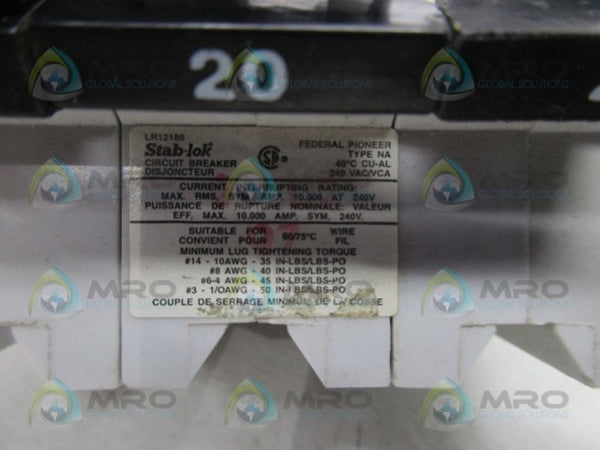 FEDERAL PIONEER NA320 CIRCUIT BREAKER  UNMP
