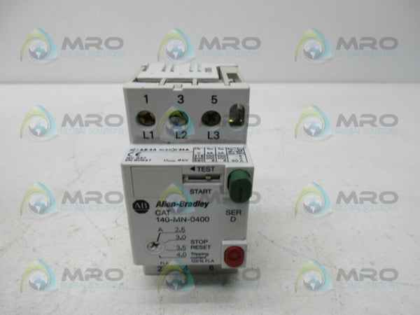 ALLEN BRADLEY 140-MN-0400 SER. D MANUAL STARTER 2.5-4.0A  UNMP