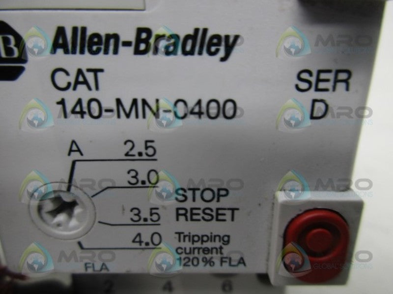 ALLEN BRADLEY 140-MN-0400 SER. D MANUAL STARTER 2.5-4.0A  UNMP