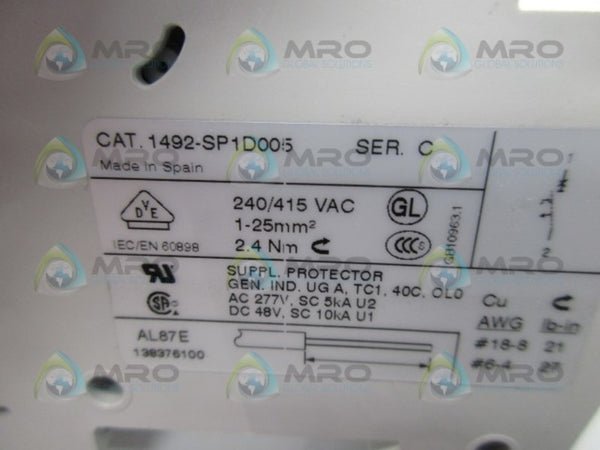 ALLEN BRADLEY 1492-SP1D005 SER. C CIRCUIT BREAKER  NSMP