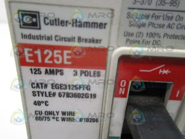 CUTLER HAMMER EGE3125FFG CIRCUIT BREAKER  UNMP
