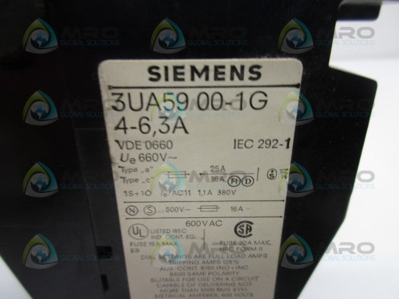 SIEMENS 3UA5900-1G OVERLOAD RELAY  UNMP