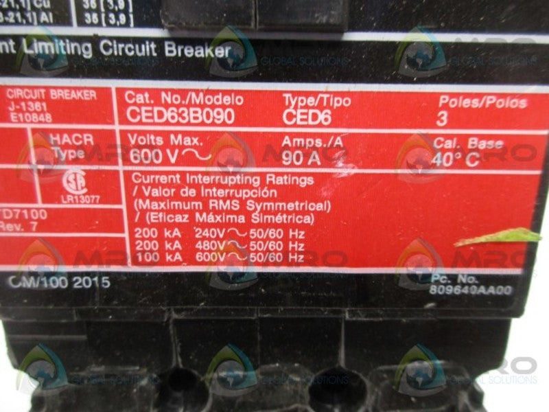 SIEMENS CED63B090 CIRCUIT BREAKER  UNMP