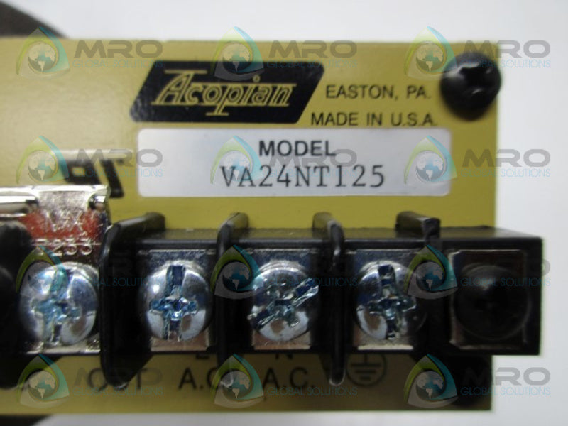 ACOPIAN VA24NT125 POWER SUPPLY (AS PICTURED)  UNMP