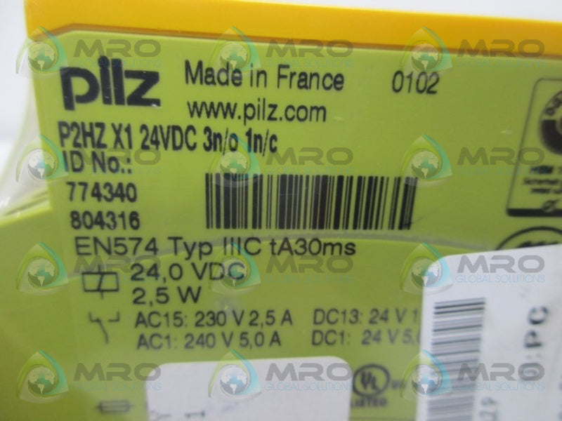 PILZ P2HZ-X1-24VDC-3NO-1NC SAFETY RELAY 240V/5AMP  NSMP