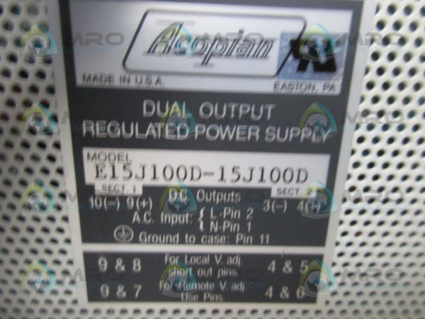 ACOPIAN E15J100D-15J100D DUAL OUTPUT REGULATED POWER SUPPLY  NSMP