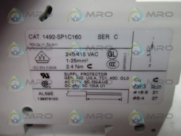 ALLEN BRADLEY 1492-SP1C160 SER. C CIRCUIT BREAKER  UNMP