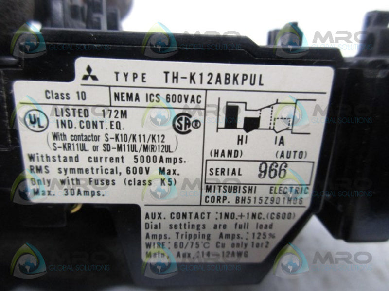 MITSUBISHI TH-K12ABKPUL THERMAL OVERLOAD RELAY  NSMP