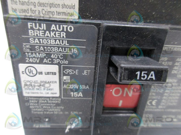 FUJI ELECTRIC SA103BAUL15 AUTO BREAKER  NSNP