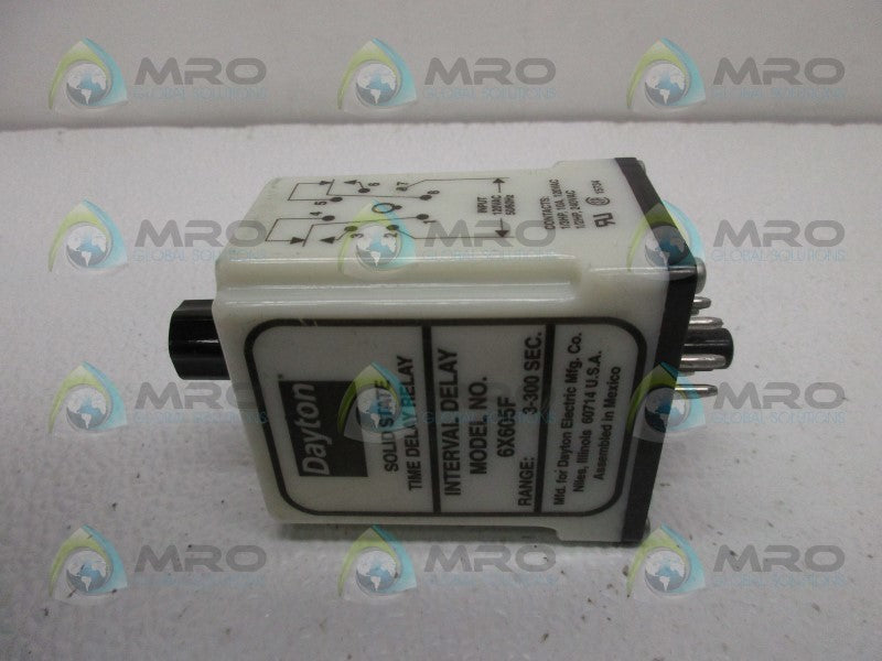 DAYTON 6X605F TIME DELAY RELAY 3-300 SEC  UNMP