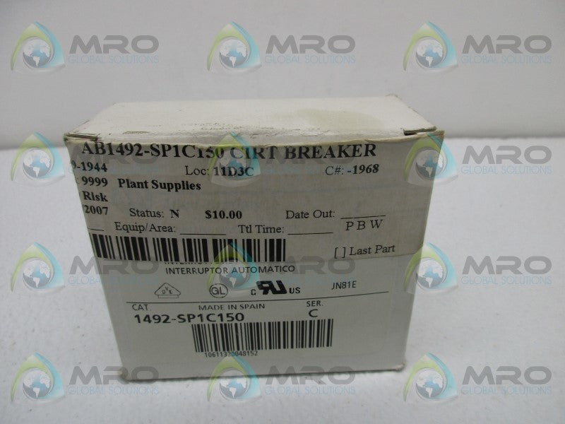 ALLEN BRADLEY 1492-SP1C150 SER. C NSMP