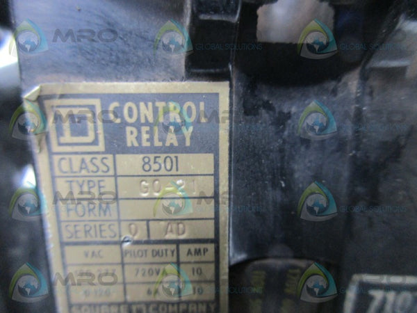 SQUARE D 8501-GO-21 CONTROL RELAY  UNMP