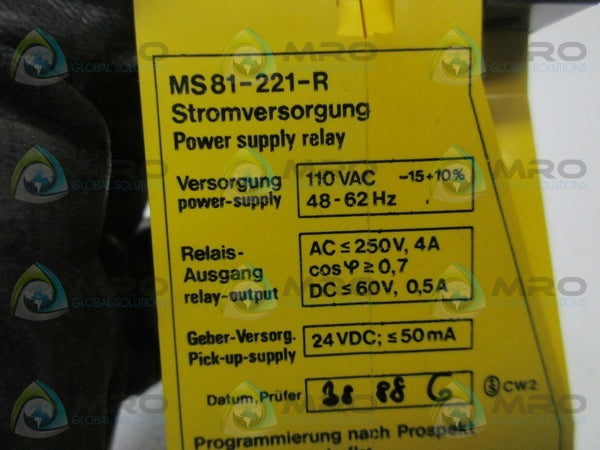 TURCK MS81-221-R POWER SUPPLY RELAY  NSNP