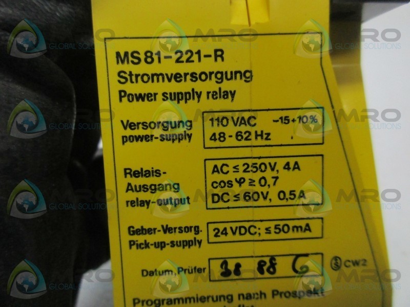 TURCK MS81-221-R POWER SUPPLY RELAY  NSNP