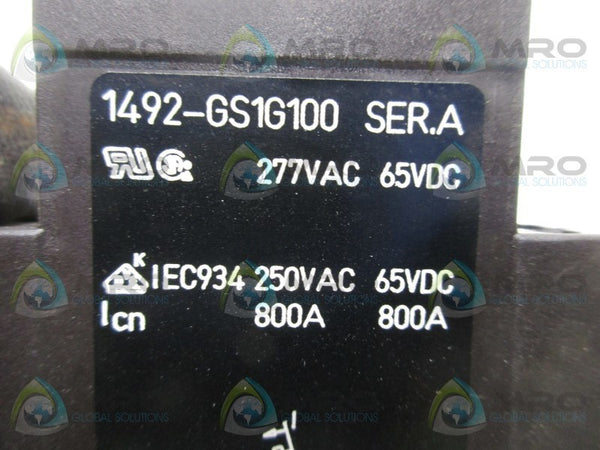 ALLEN BRADLEY 1492-GS1G100 SER. A CIRCUIT BREAKER  NSMP