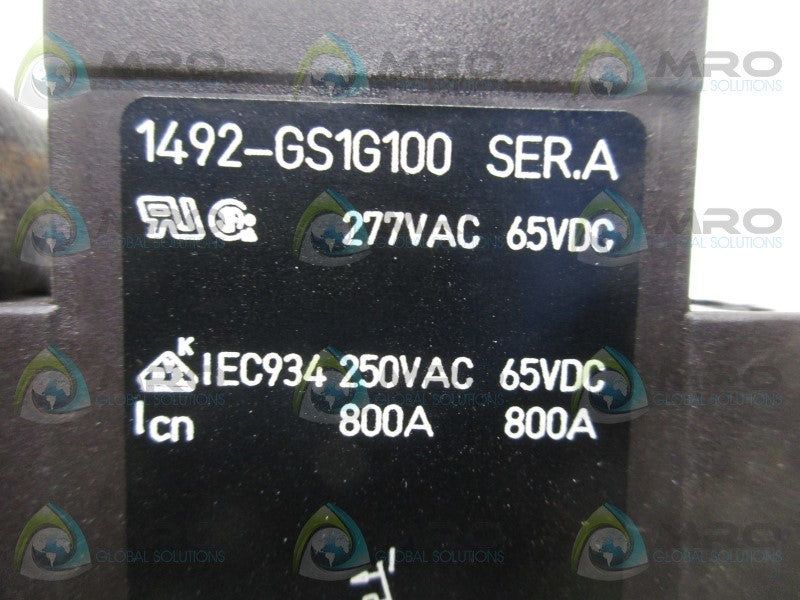 ALLEN BRADLEY 1492-GS1G100 SER. A CIRCUIT BREAKER  NSMP