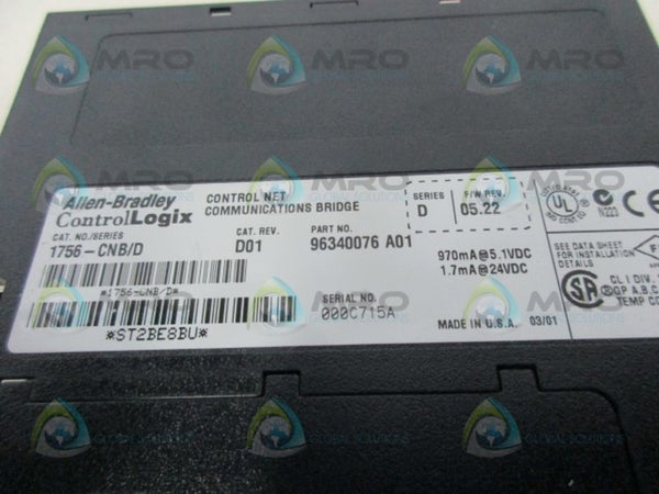 ALLEN BRADLEY 1756-CNB SER. D F/W 05.22  UNMP