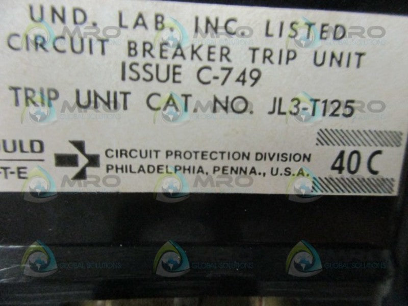 ITE JL3-T125 CIRCUIT BREAKER TRIP UNIT 125A  UNMP