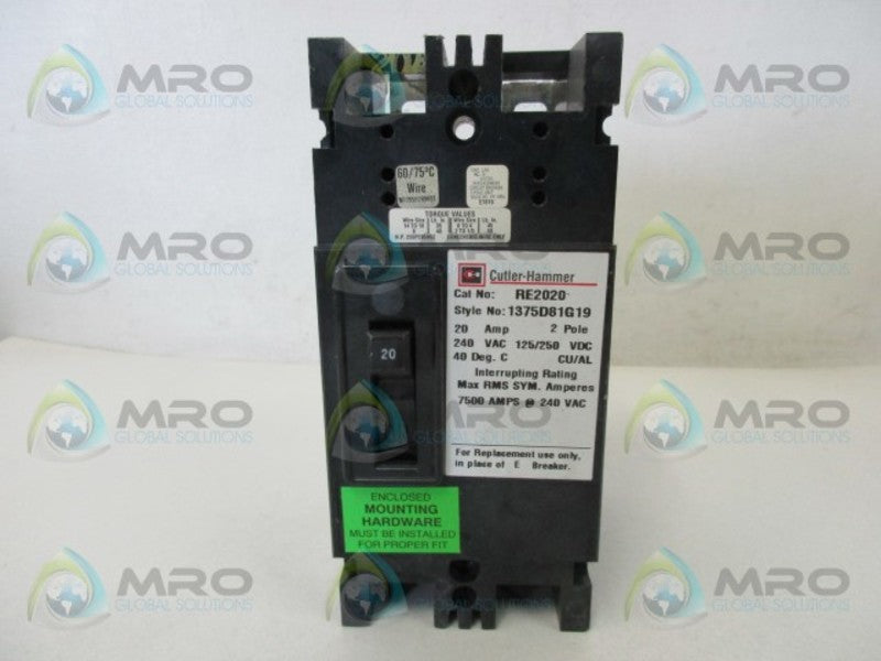 CUTLER HAMMER RE2020 CIRCUIT BREAKER  UNMP