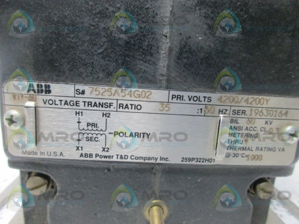 ABB VIY-60 INDOOR VOLTAGE TRANSFORMER RATIO 35:1  UNMP