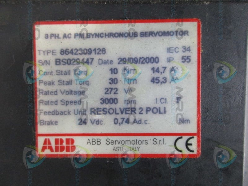 ABB 8642309128 SYNCHRONOUS SERVO MOTOR (AS PICTURED)  UNMP