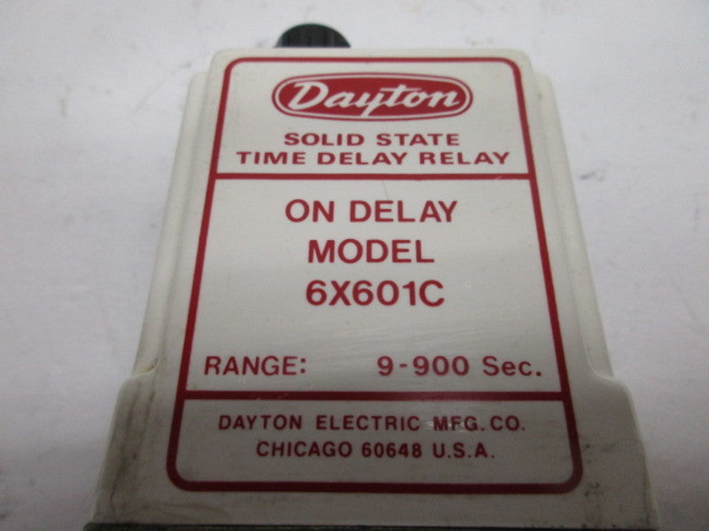 DAYTON 6X601C SOLID STATE TIME DELAY RELAY 9-900SEC (AS PICTURED)  UNMP