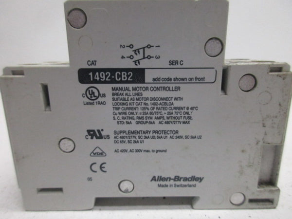 ALLEN BRADLEY 1492-CB2G150 SER. C CIRCUIT BREAKER 15A  UNMP