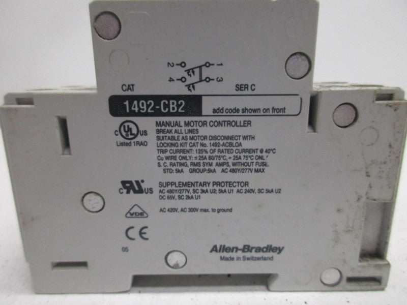 ALLEN BRADLEY 1492-CB2G150 SER. C CIRCUIT BREAKER 15A  UNMP