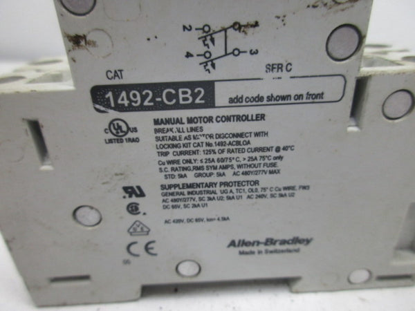 ALLEN BRADLEY 1492-CB2G200 SER. C CIRCUIT BREAKER 20A 5HP  UNMP
