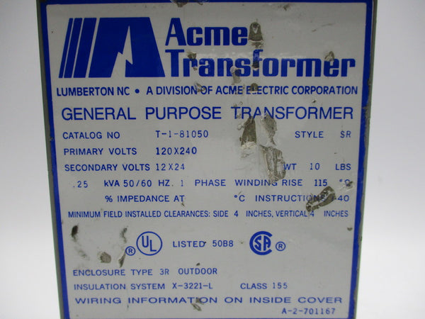 ACME T-1-81050 STYLE SR UNMP